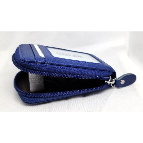 Unisex Credit Card Wallet With Zipper, Genuine Leather RFID Credit Card Holder - Picture 8 of 16